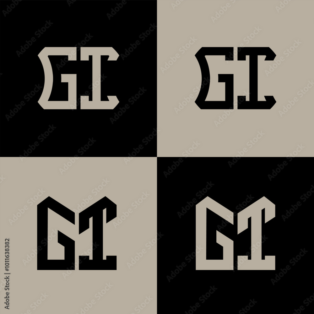 Obraz premium GI polygon, circle, hexagon, flat and simple letter logo set in one artboard. GI minimalist and classic logo.
