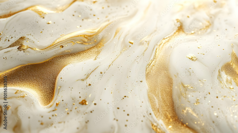 Abstract Background with Swirls of Gold and White