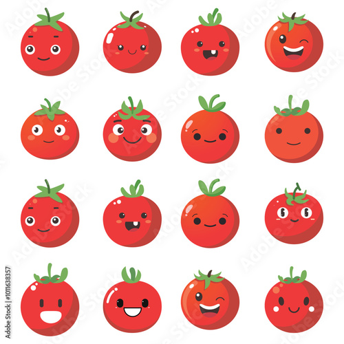 Vector illustration of a red tomato isolated on white , Tomato vector. Tomato on white background. Tomato vector in cartoon style