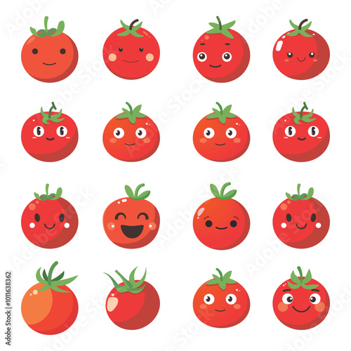 Vector illustration of a red tomato isolated on white , Tomato vector. Tomato on white background. Tomato vector in cartoon style