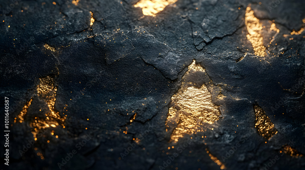 Abstract Gold and Black Crackled Background