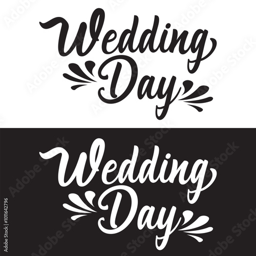 Wedding day vector text Calligraphy lettering illustration daily specials calligraphy lettering black ink on plain white background
