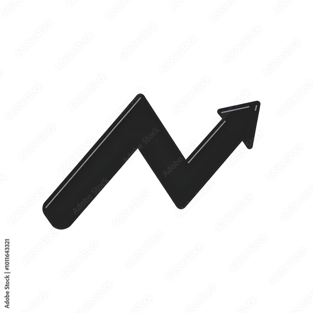 Bold black zigzag arrow showing steady growth, isolated on transparent background, Generative AI Bold black zigzag arrow showing steady growth, isolated on transparent background, Generative AI