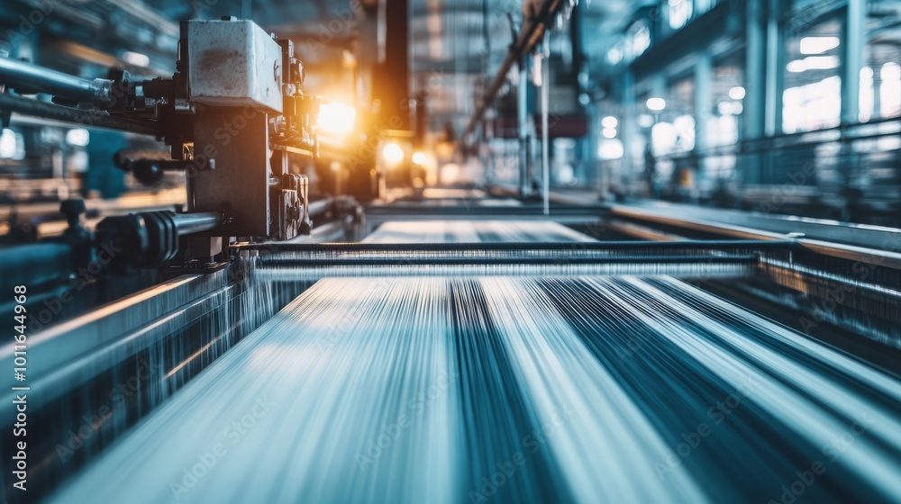 Industrial machinery in motion, producing materials efficiently. Industrial machinery in motion, producing materials efficiently.
