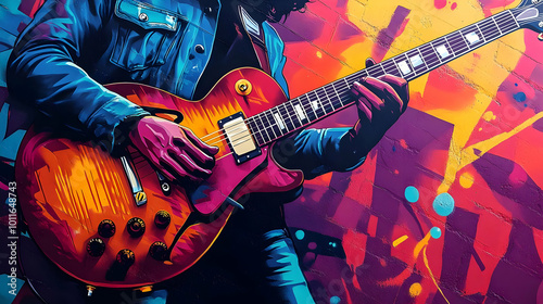 Colorful Guitar Player Illustration