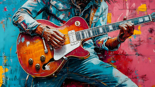 Abstract Guitar Player Illustration