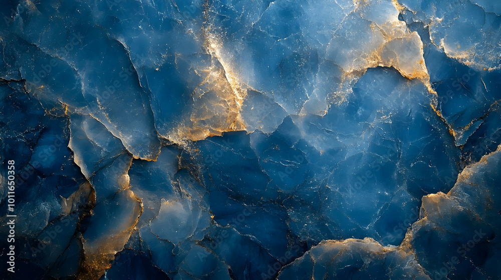 Abstract Background - Blue and Gold Marble Texture