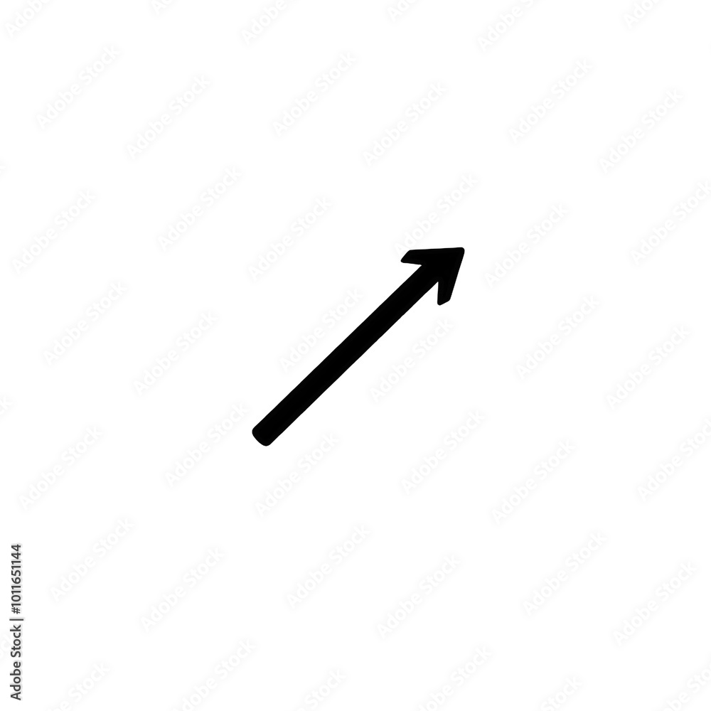 Thin black diagonal upward arrow for direction and progress, isolated on transparent background, Generative AI Thin black diagonal upward arrow for direction and progress, isolated on transparent background, Generative AI