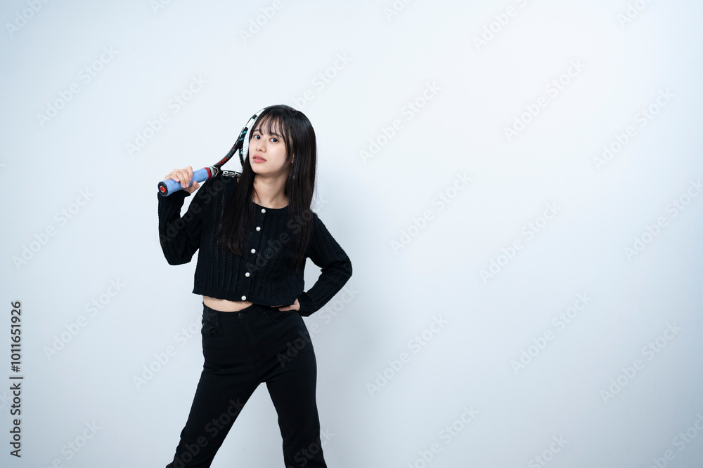 テニスをする女性 テニスをする女性