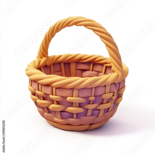 Cartoon Basket Icon on White Background