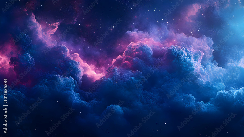 Fototapeta premium Abstract Night Sky Background with Pink and Blue Clouds