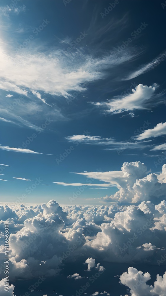 Fototapeta premium A wide, open sky with vivid blue tones, minimal clouds, and a feeling of endless space and freedom 