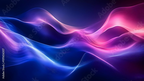 Abstract Background with Glowing Pink and Blue Waves