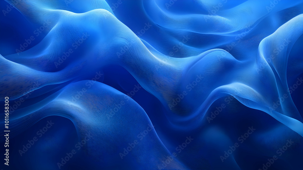 Obraz premium Abstract Blue Wavy Background - 3D Rendered Illustration