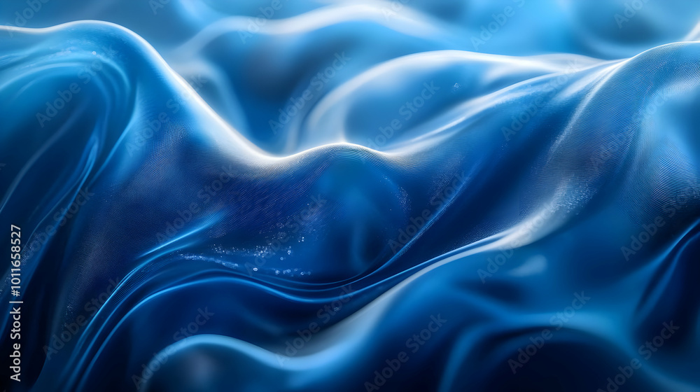 Obraz premium Abstract Blue 3D Background - Wavy Lines and Textures