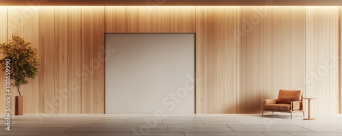 Elegant Modern Living Room with Blank Wall Decor