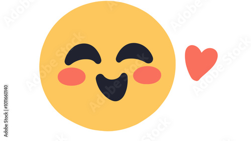 Smiling Emoji Sending Kiss Flat Vector Emoticon Design with Heart Symbol for Expressing Love and Affection