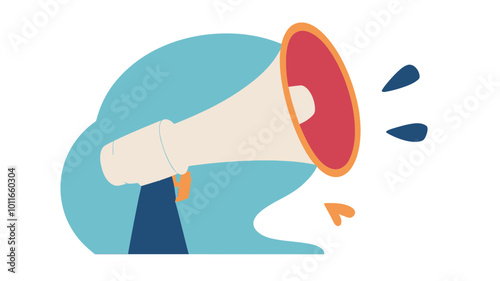 Illustration of Megaphone Echoing Message for Speak Up Concept, Bold Communication, Public Announcement, and Advocacy Symbol in Vector Design