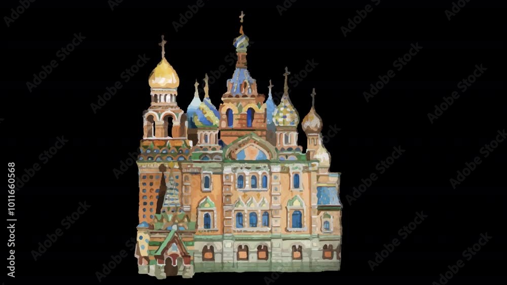 Watercolor Sankt Petersburg church Watercolor Sankt Petersburg church