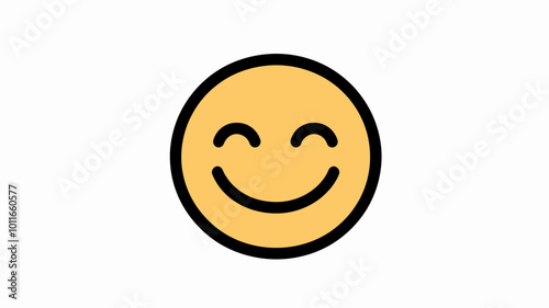 Happy Emoji Smiling Face Minimalist Thin Line Vector Icon for Social Media, Messaging Apps, and Digital Communication