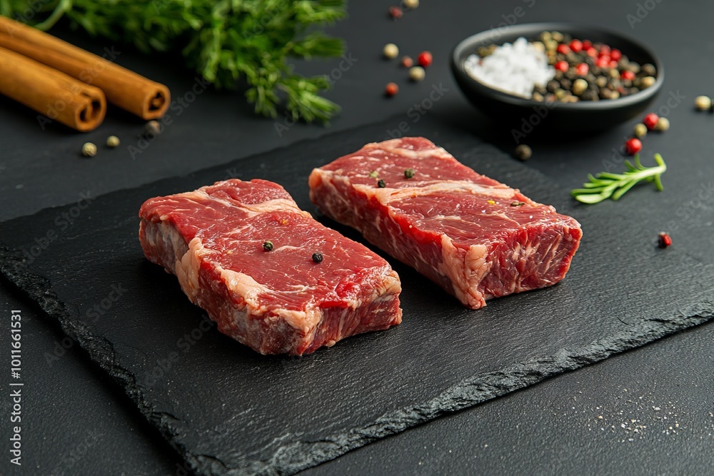 Premium Raw Beef Steaks Ready for Grilling. AI generated illustration