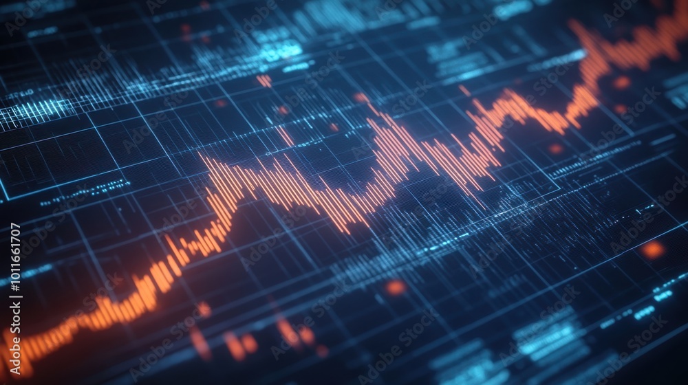 Futuristic Financial Graph on Digital Screen: Market Trends and Analytics Futuristic Financial Graph on Digital Screen: Market Trends and Analytics