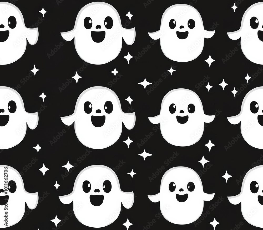 Cute ghost pattern , free space text, copy space, copy space for text, Cute ghost pattern , free space text, copy space, copy space for text,