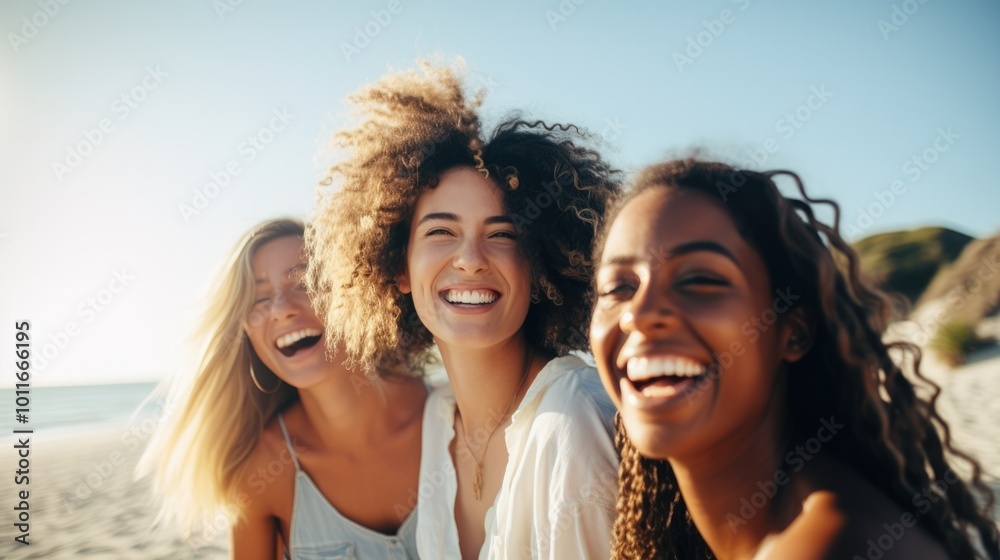Group of diverse young people having fun at the beach in summer. Concept of happy lifestyle friendship with multicultural young people Group of diverse young people having fun at the beach in summer. Concept of happy lifestyle friendship with multicultural young people