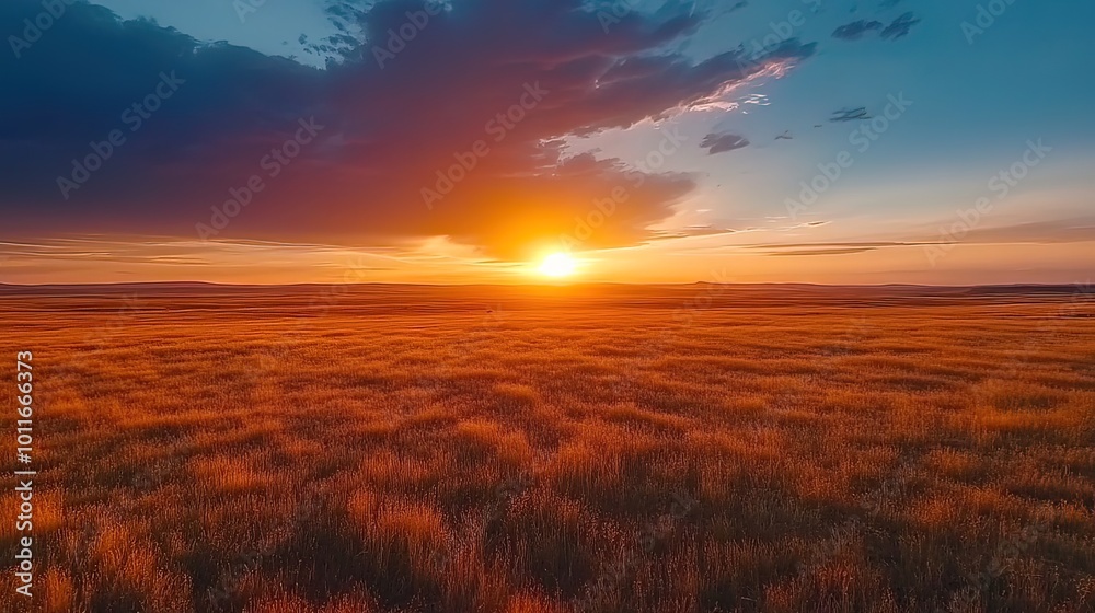 Golden Sunset Over a Vast Field Golden Sunset Over a Vast Field