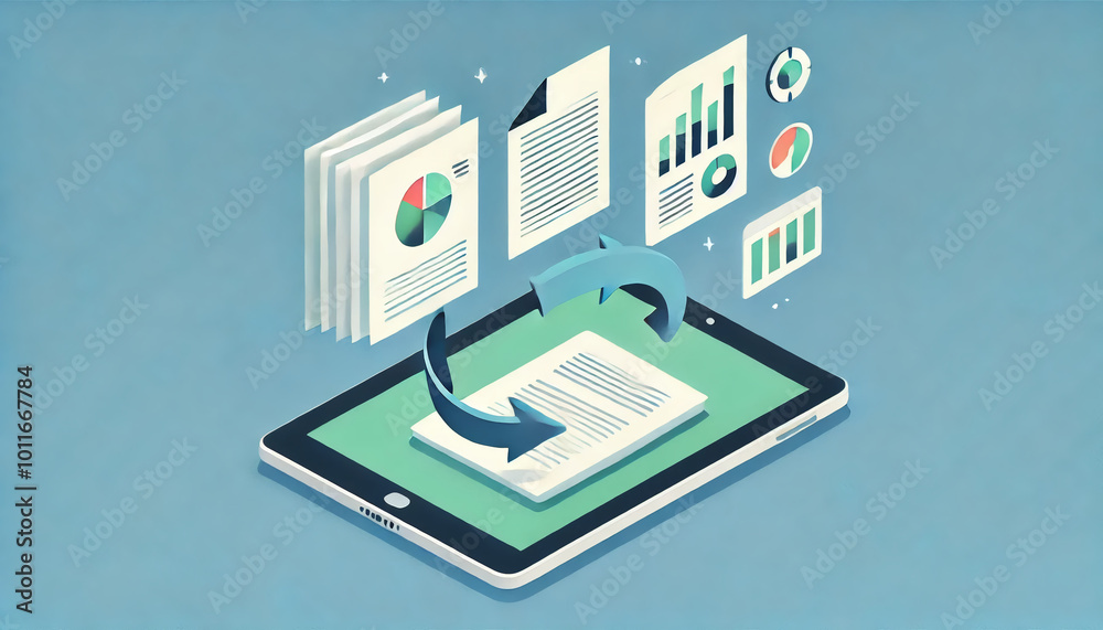 Digital tablet showing documents and data charts for cloud storage and analysis Digital tablet showing documents and data charts for cloud storage and analysis