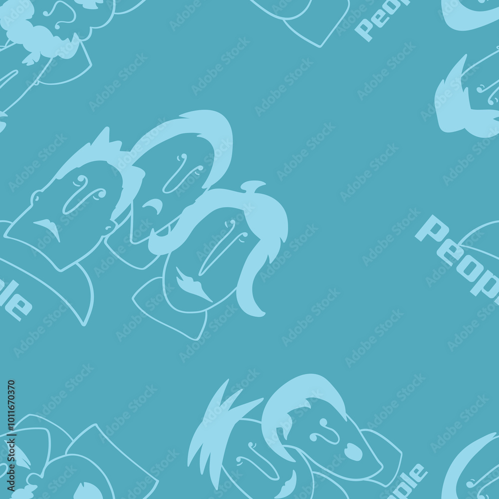 Fototapeta premium Seamless background with funny faces of anthropomorphic creatures. Humorous characters with different emotions