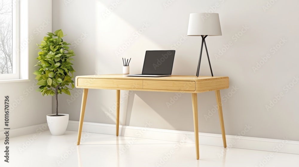 Modern Workspace with Minimalist Design Elements Modern Workspace with Minimalist Design Elements