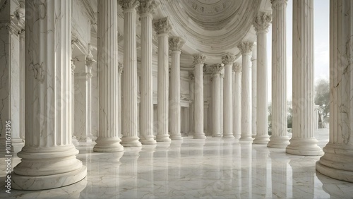 Architecture, classical marble columns - classical design evoking a feeling of luxury and history