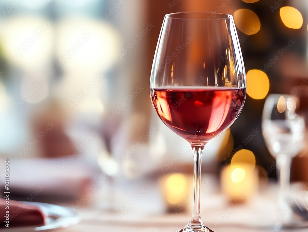 A wine glass is filled with red wine on a table. The wine glass is placed on a table with a white tablecloth. The table setting is elegant and sophisticated, with a candle on the table A wine glass is filled with red wine on a table. The wine glass is placed on a table with a white tablecloth. The table setting is elegant and sophisticated, with a candle on the table