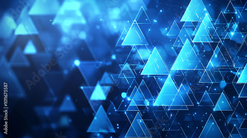 Digital abstract background featuring blue triangles and geometric shapes, creating modern and tech inspired atmosphere. This design is perfect for technology related themes