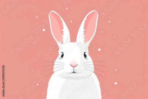 Minimalist white rabbit on pink background