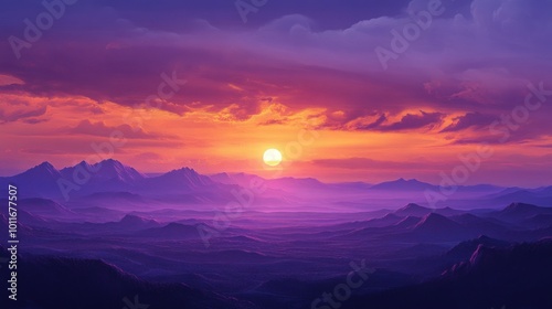 Purple Sunset Over Mountains