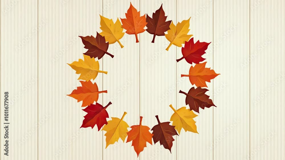 autumn leaves in circle shape motion loop animated background 