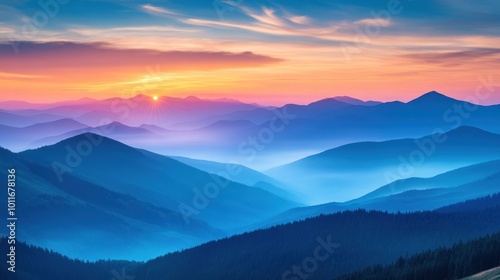 Sunrise Over Mountain Ranges