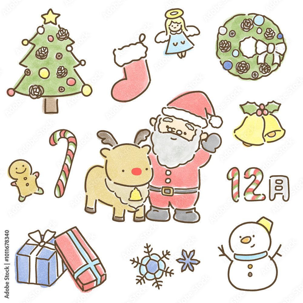 かわいいクリスマスのアイコンセット かわいいクリスマスのアイコンセット