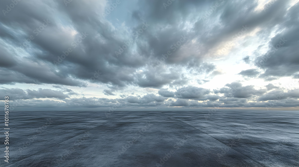 Dark Storm Clouds Over A Smooth Floor 3D Illustration Dark Storm Clouds Over A Smooth Floor 3D Illustration