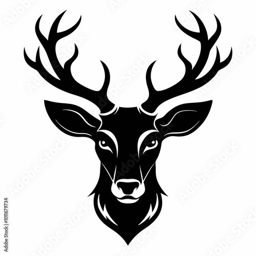 deer head silhouette vector illustration with white background