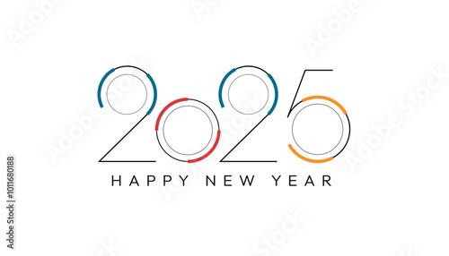 2025 Happy New Year logo text design.festive realistic colorful truncated number illustrations for the Celebrate 2025 party. Vector illustration.