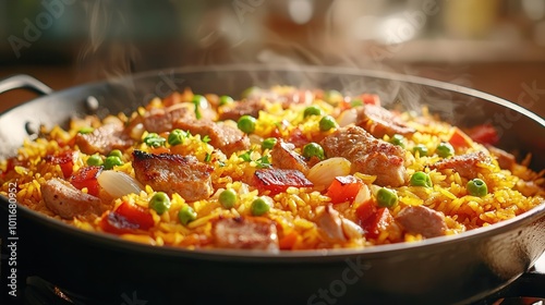 Delicious Spanish Paella with Seafood