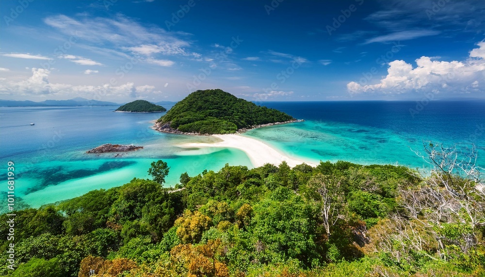 Fototapeta premium Aerial vistas capture resort elegance. 