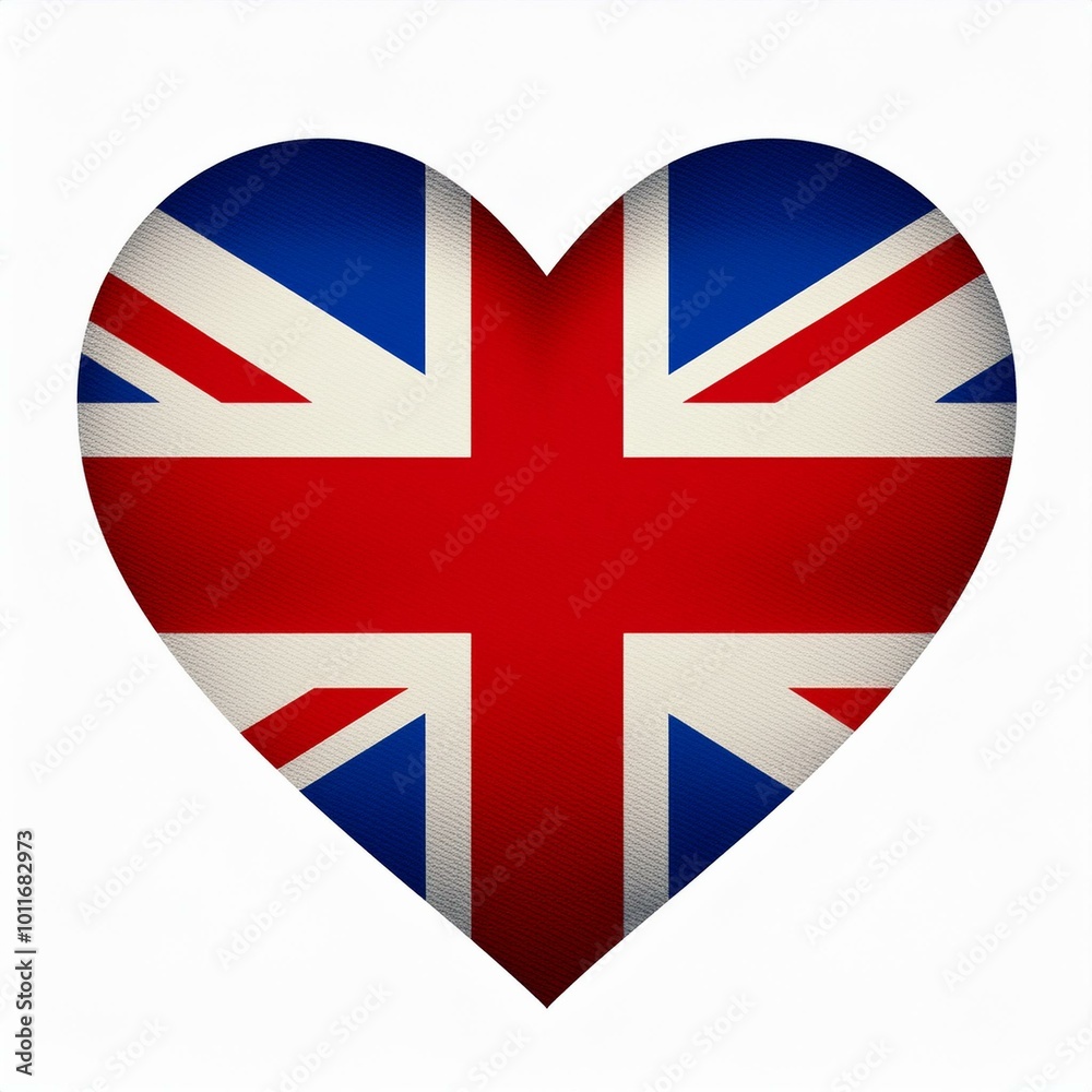 Obraz premium イギリスの国旗のハート(Heart of United Kingdom flag on white.) 