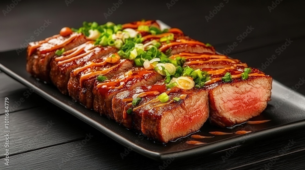 Grilled steak with teriyaki glaze Grilled steak with teriyaki glaze