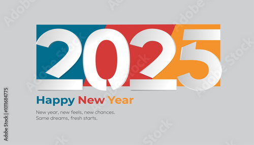 2025 Happy New Year logo text design.festive realistic colorful truncated number illustrations for the Celebrate 2025 party. Vector illustration.