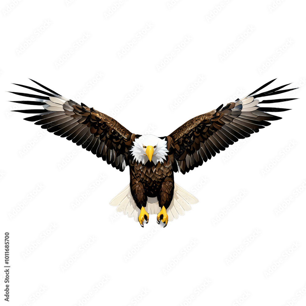 Obraz premium Flying Bald Eagle, Generative AI Clipart, Transparent Background