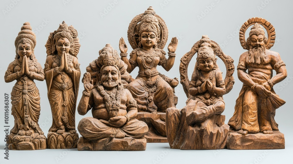 Hand-carved Indian sculptures with fine craftsmanship, no people, with room for text. Hand-carved Indian sculptures with fine craftsmanship, no people, with room for text.